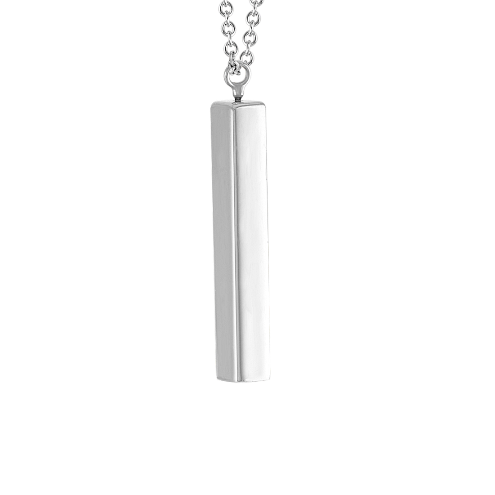 3D 14K White Gold Vertical Bar Pendant Shane Co.
