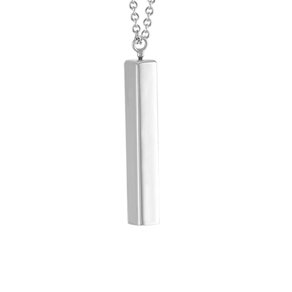 3D 14K White Gold Vertical Bar Pendant