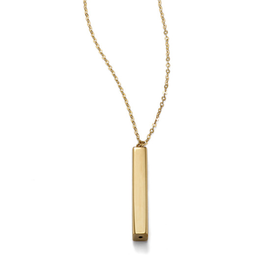 3D Bar Pendant in 14k Yellow Gold (20 in) | Shane Co.