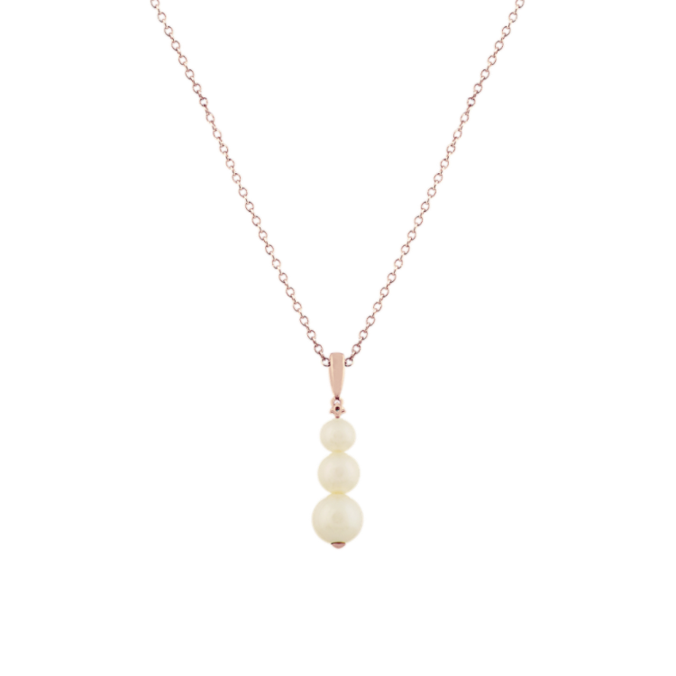 4-6mm Freshwater Pearl and Natural Diamond Pendant (18 in)