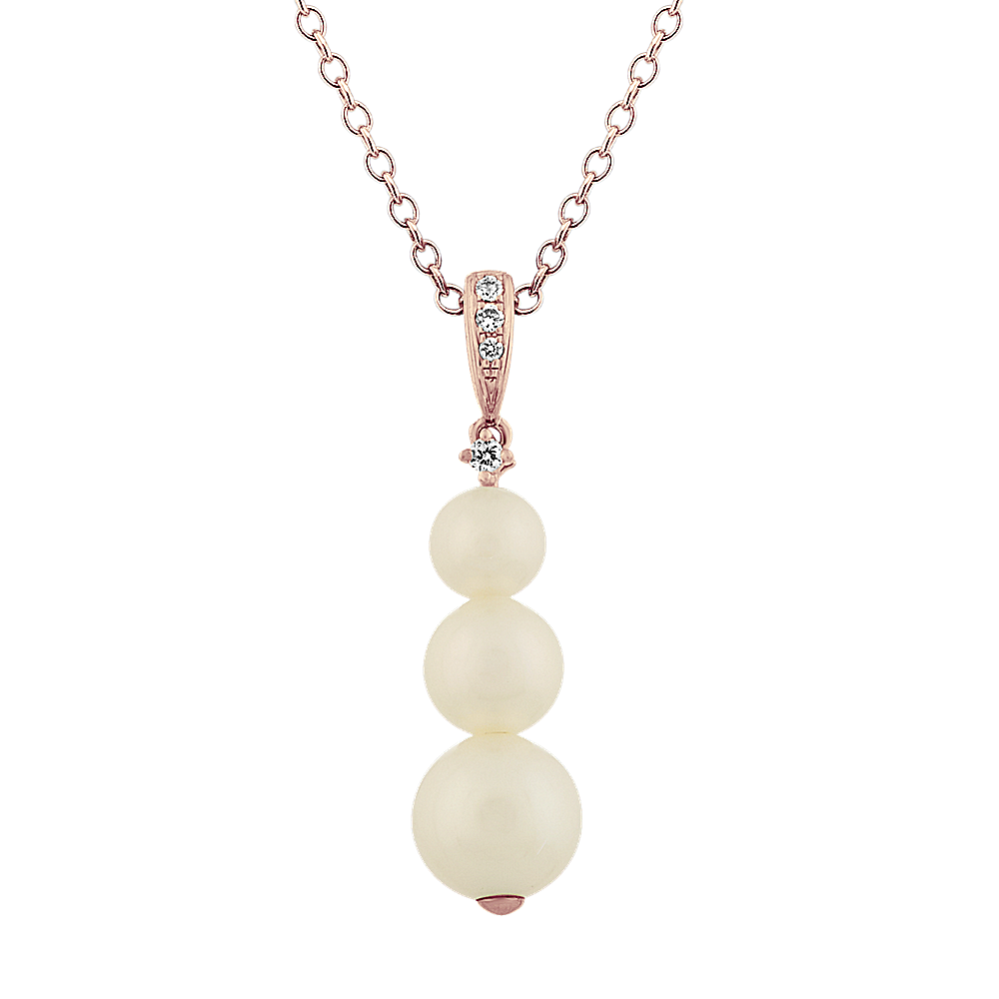 4-6mm Freshwater Pearl and Diamond Pendant (18'')