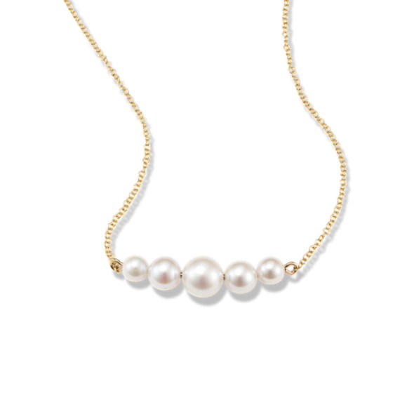 Cultured Akoya Pearl Graduated Bar Necklace