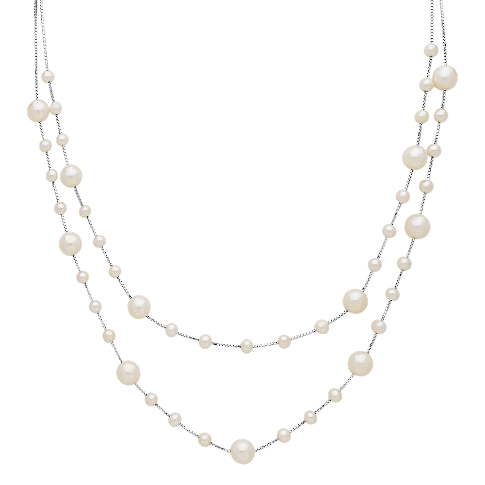 4 8mm Freshwater Cultured Pearl Necklace In Sterling Silver 18 In