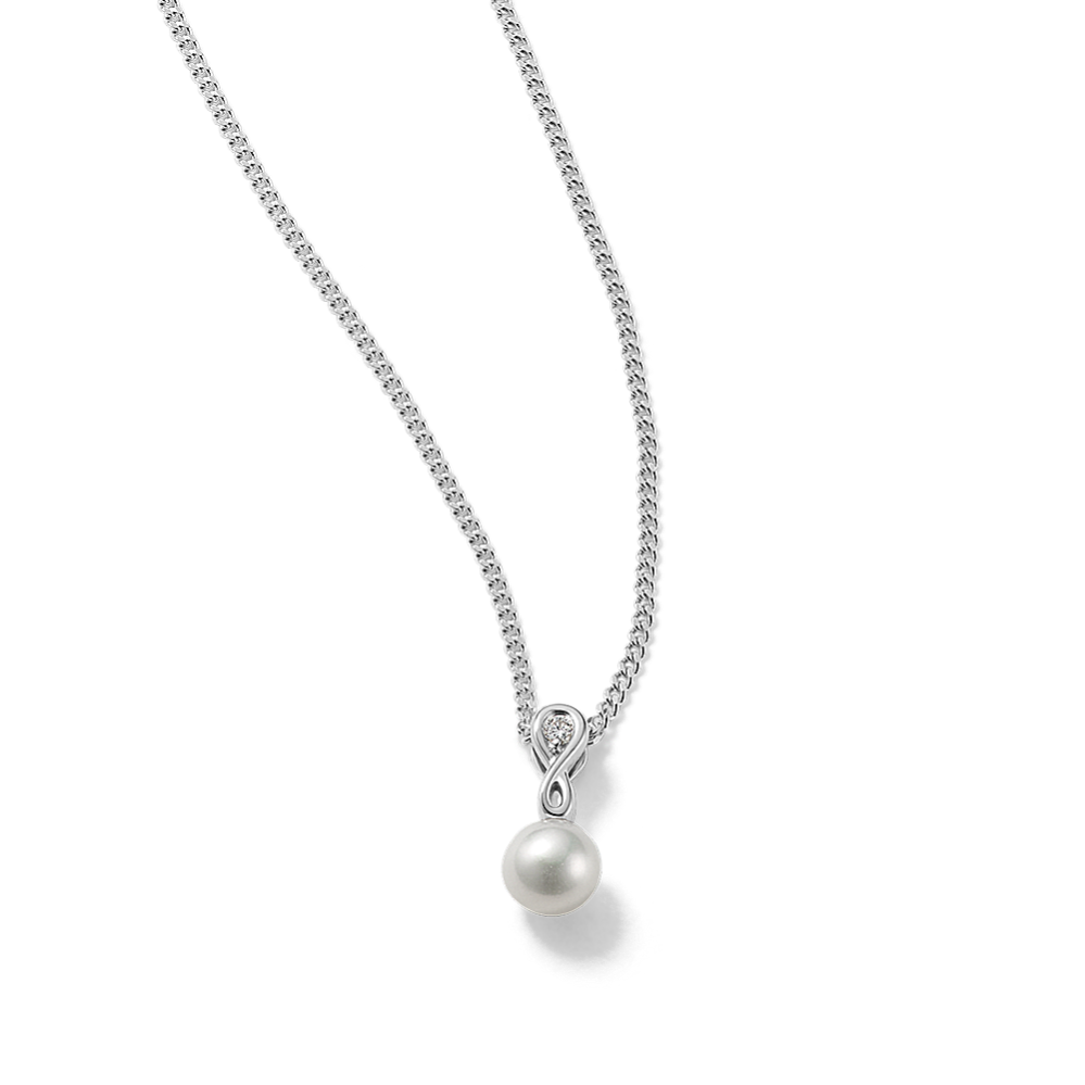 Infinite pearl and diamond on sale necklace