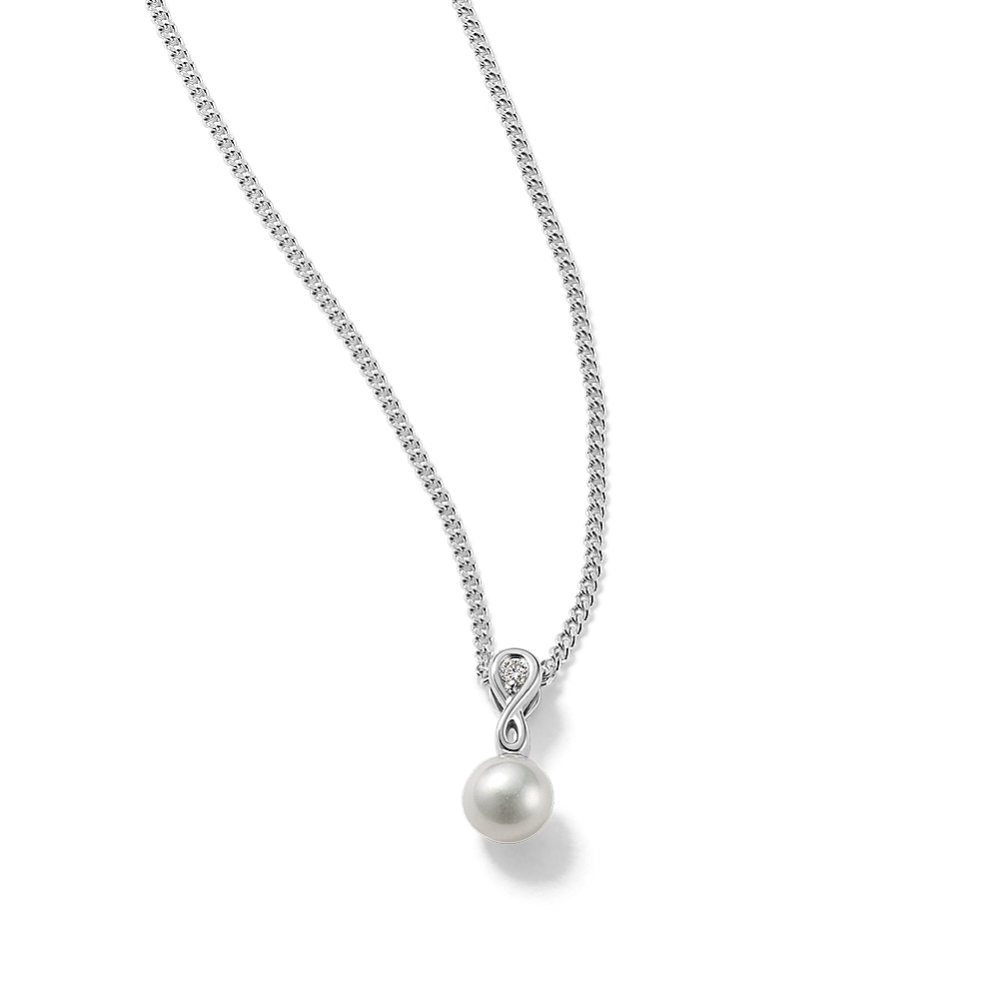 4mm Cultured Freshwater Pearl Infinity Pendant