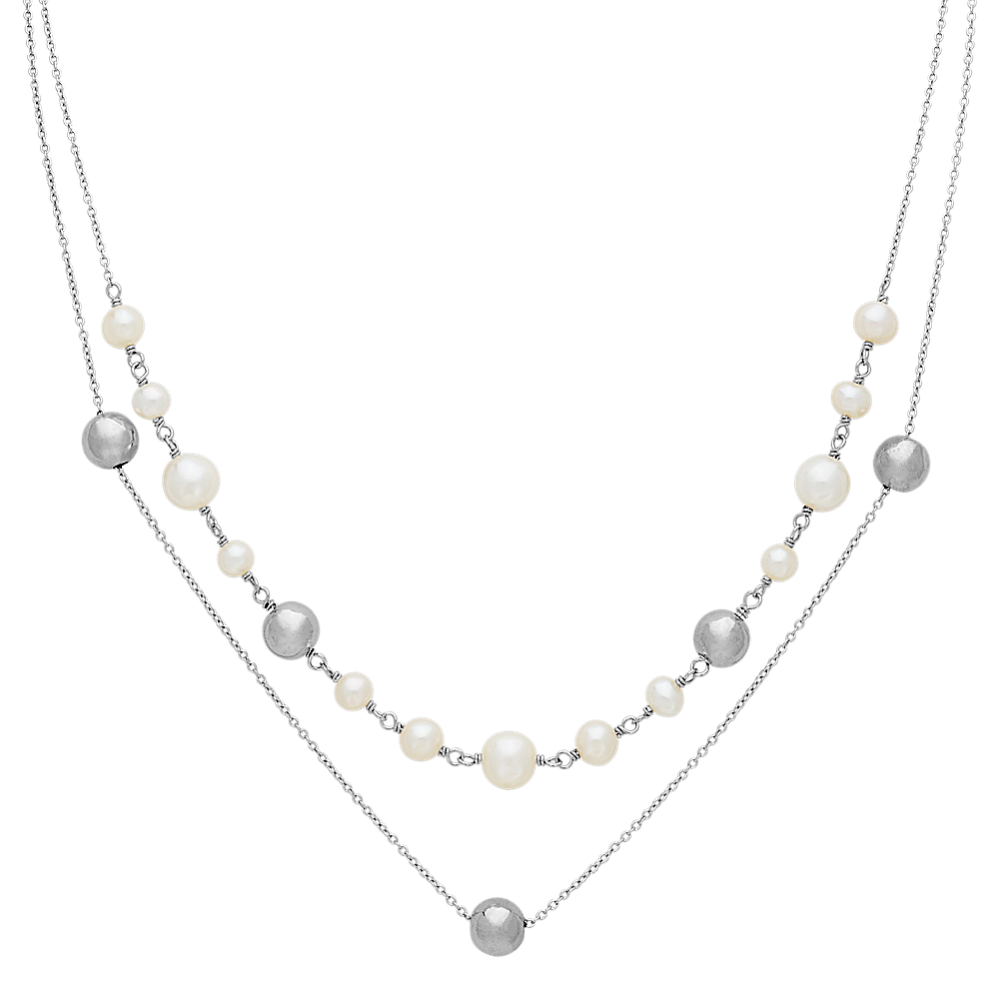 5-8mm Freshwater Cultured Pearl and Sterling Silver Necklace (18 in)