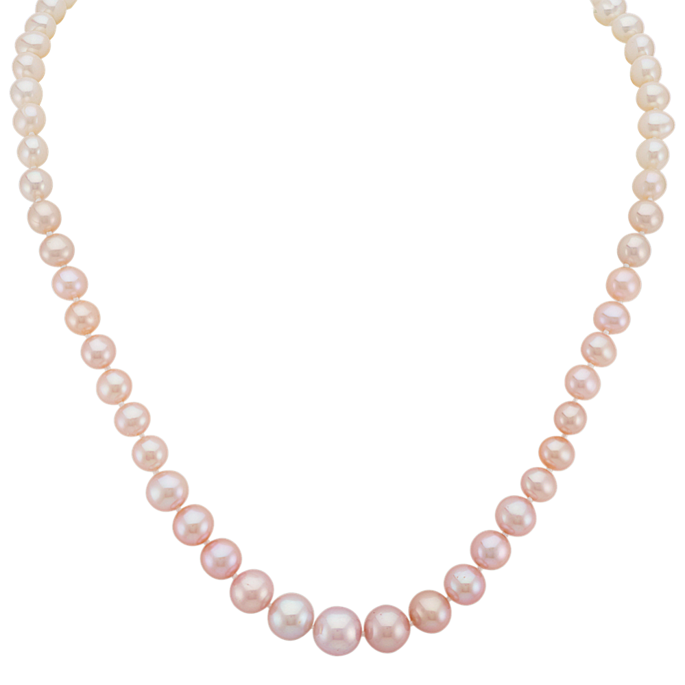 5-9.5mm Freshwater White and Pink Cultured Pearl Strand Necklace (18'')