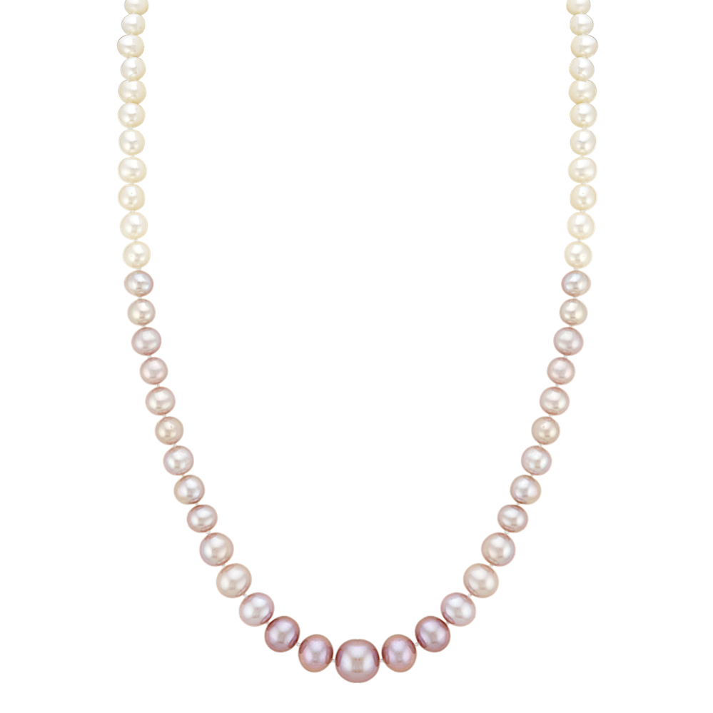 5-9.5mm Graduated White and Lavender Freshwater Cultured Pearl Necklace (20 in)