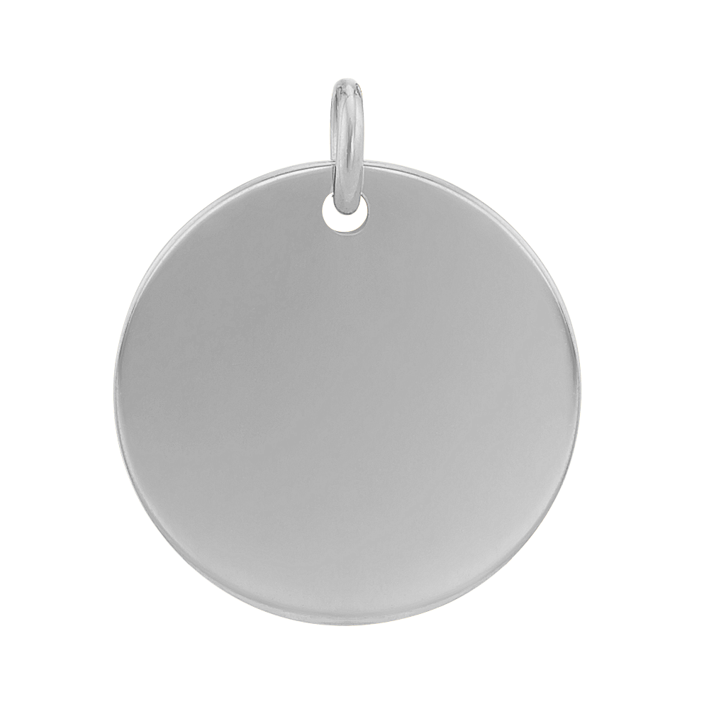 5/8 Inch Engravable Disk Charm in 14k White Gold