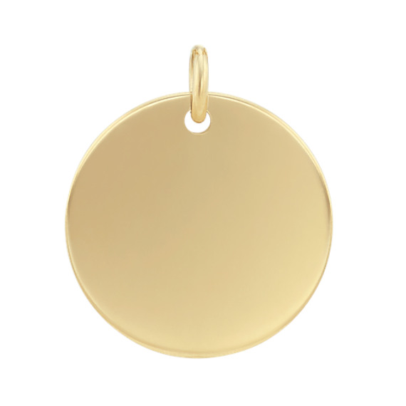 5/8 Inch Engravable Disk Charm in 14k Yellow Gold