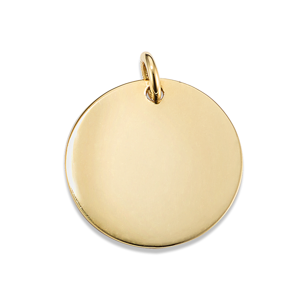 14K Yellow Gold Engravable Disk Charm