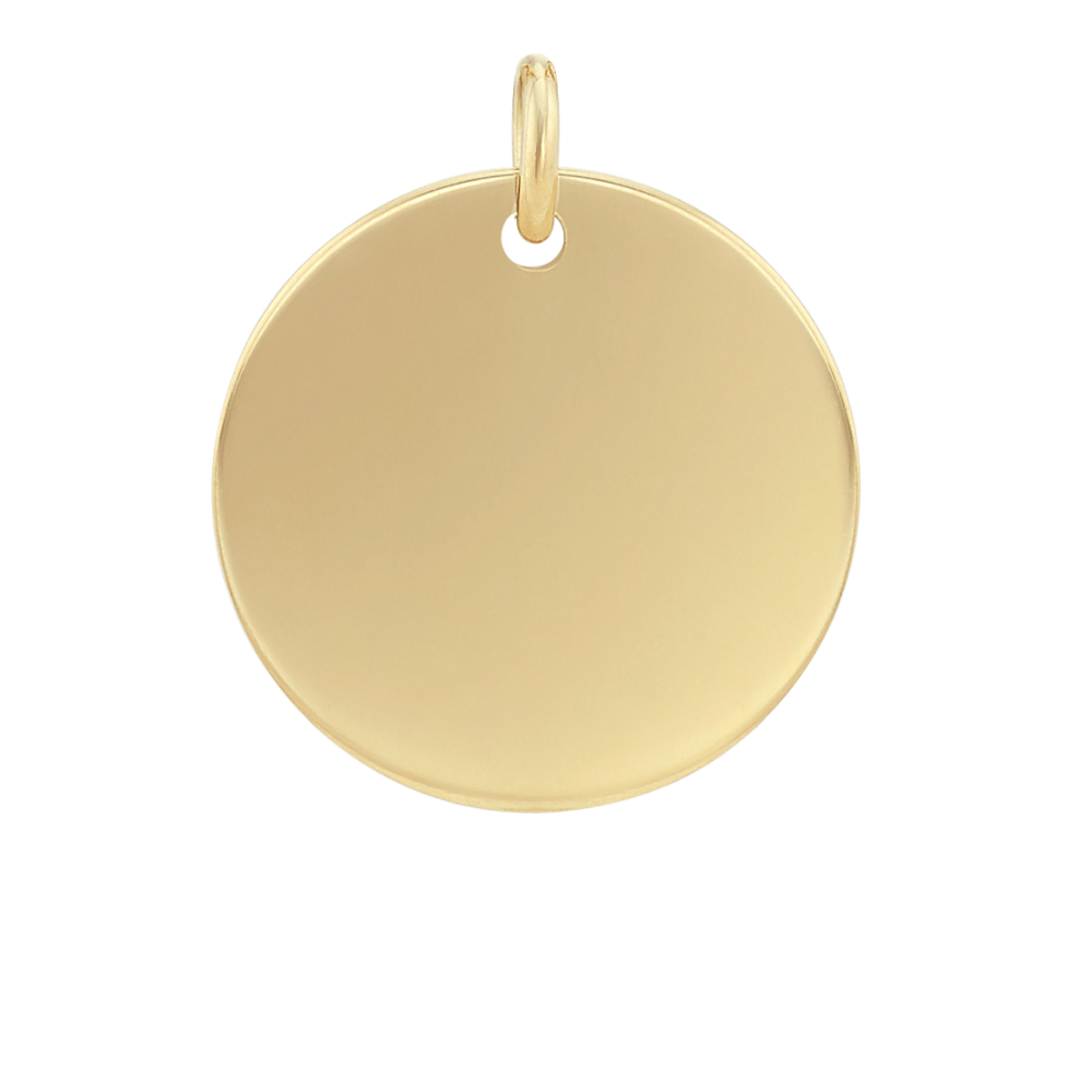 5/8 Inch Engravable Disk Charm in 14k Yellow Gold