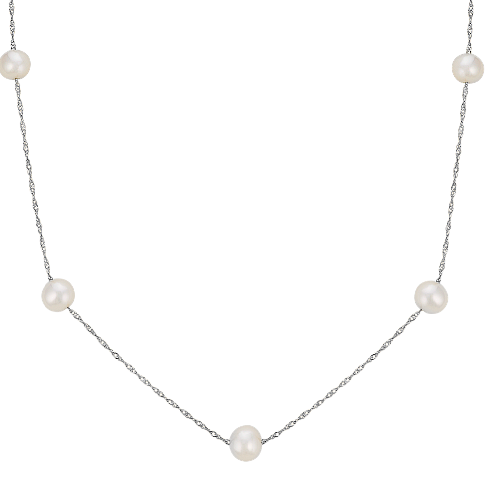 5mm Freshwater Cultured Pearl Necklace in 14k White Gold (17 in)