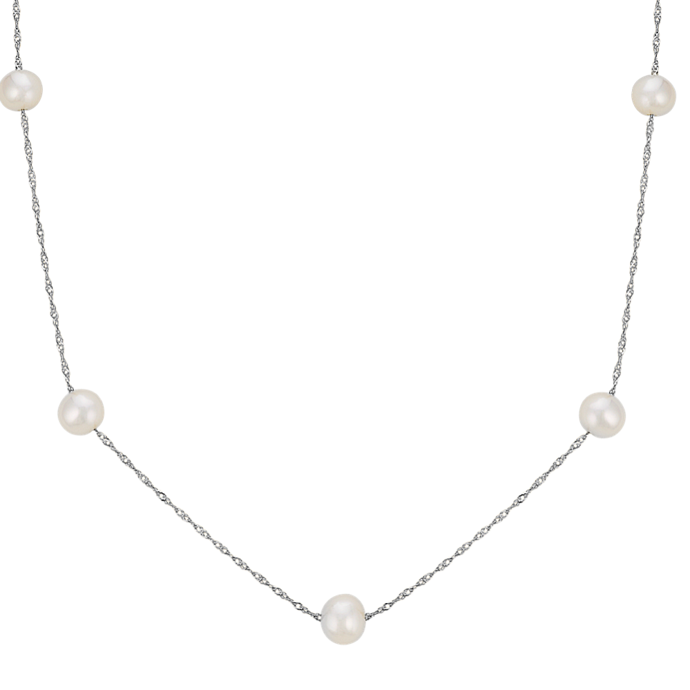 5mm Freshwater Cultured Pearl Necklace in 14k White Gold (17'')