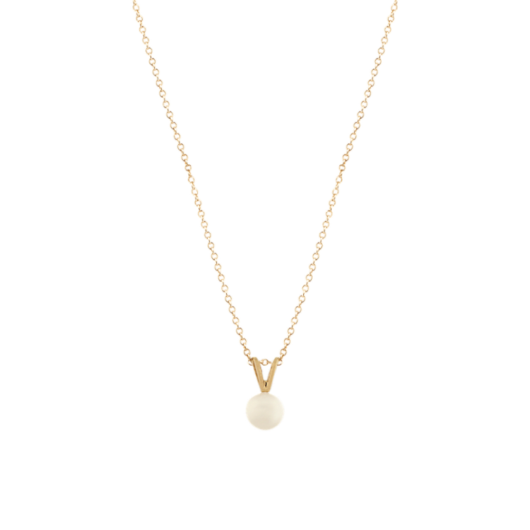 5mm Freshwater Pearl Pendant in 14k Yellow Gold (18 in)