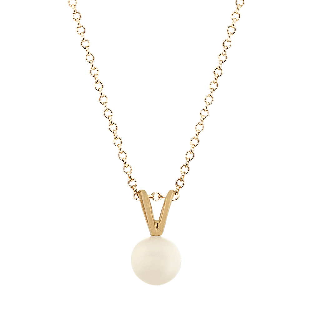 6mm Freshwater Pearl Pendant in 14k Yellow Gold (18 in)