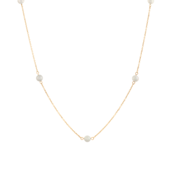5mm Cultured Freshwater Pearl Tin Cup Necklace