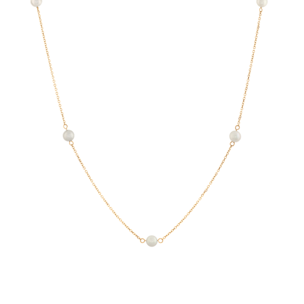 Iris 5mm Freshwater Pearl Tin Cup Necklace in 14K Yellow Gold (18 in)