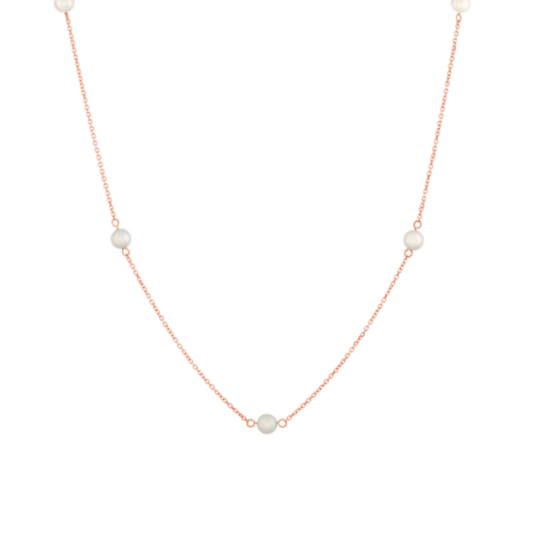 Iris 5mm Freshwater Pearl Tin Cup Necklace in 14K Rose Gold (18 in)