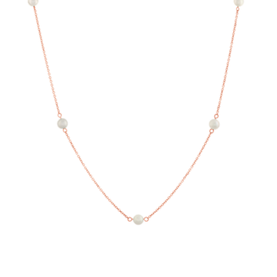 5mm Cultured Freshwater Pearl Tin Cup Necklace