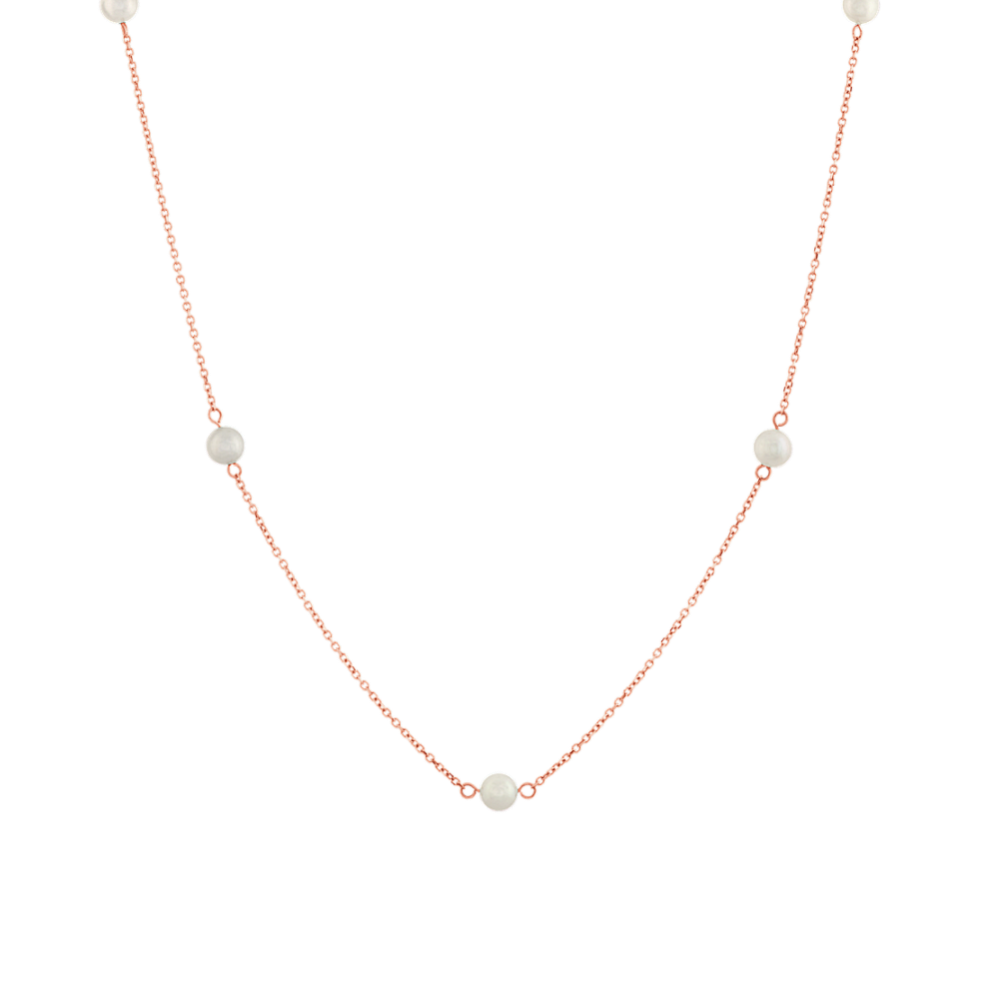 Iris 5mm Freshwater Pearl Tin Cup Necklace in 14K Rose Gold (18 in)