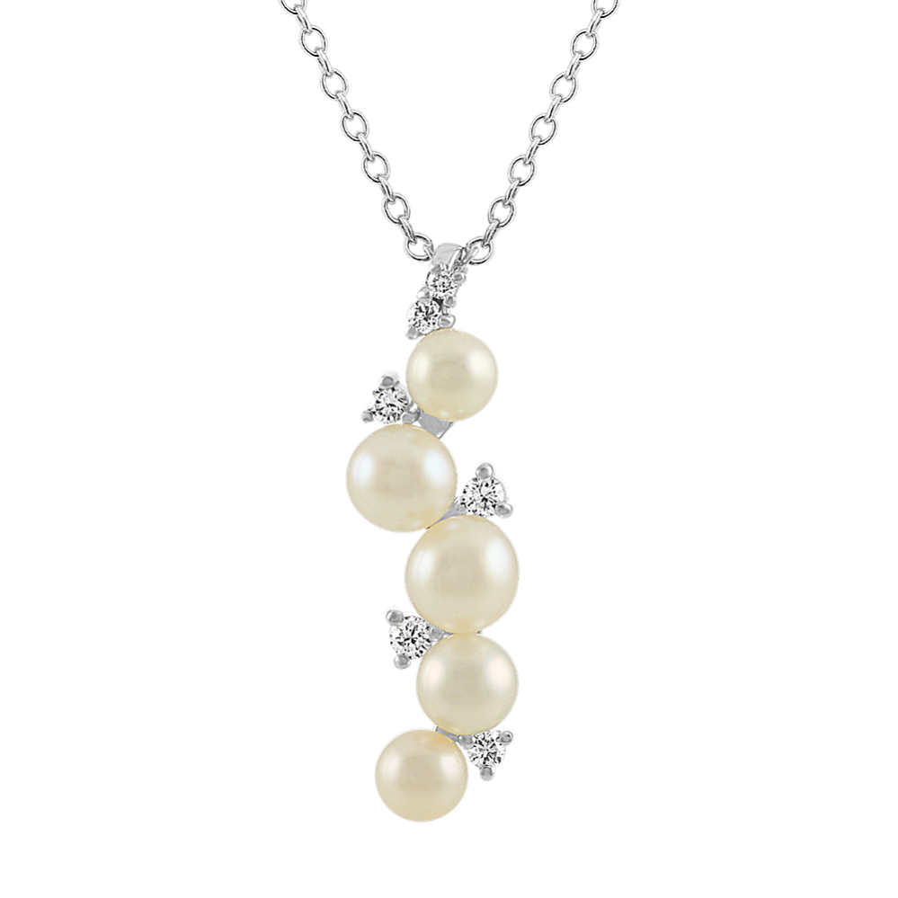 5mm Freshwater Cultured Pearl and Diamond Pendant (18 in)