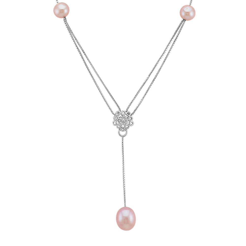 6-10mm Pink Freshwater Cultured Pearl Vintage Y Necklace (18 in)
