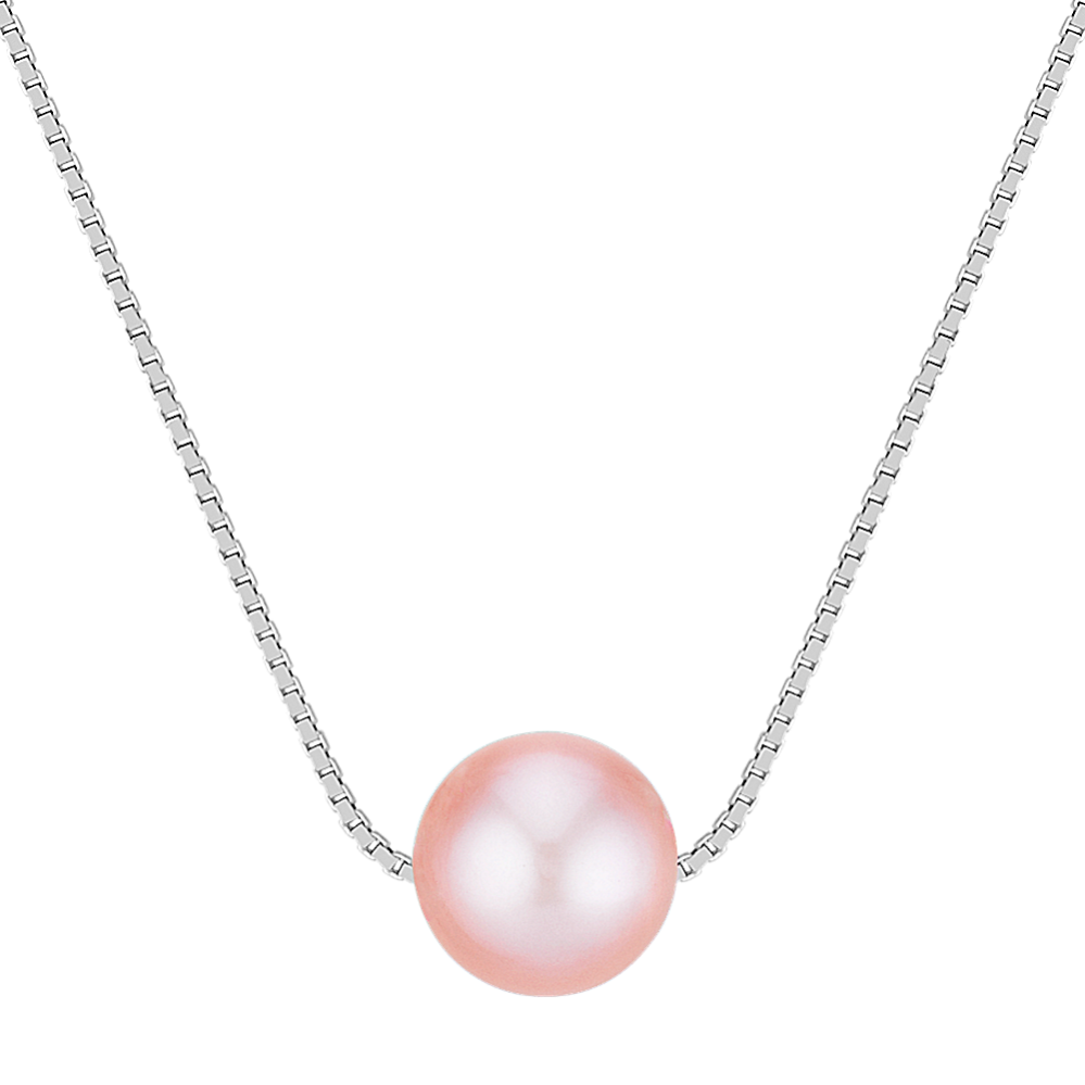 6-9.5mm Freshwater Pink Cultured Pearl Solitaire Pendant (18'')