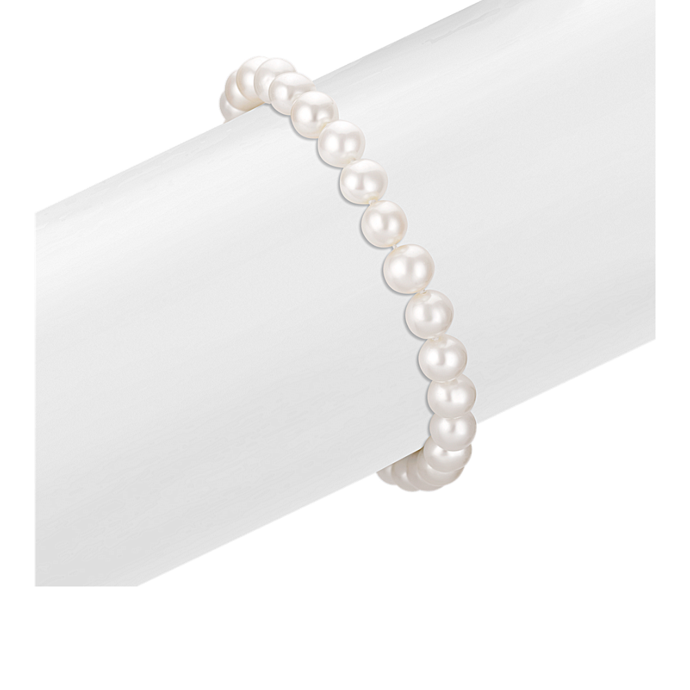 6.5mm Cultured Freshwater Pearl Necklace and Bracelet Set in Sterling