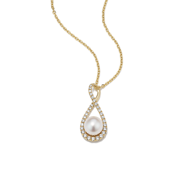 Akoya Cultured Pearl & Diamond Infinity Pendant