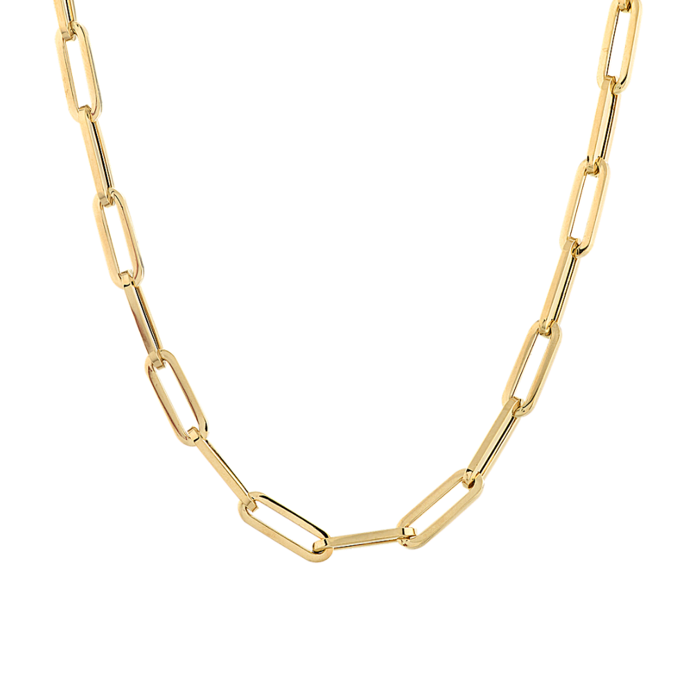 14K Yellow Gold Paperclip Chain 6x22mm