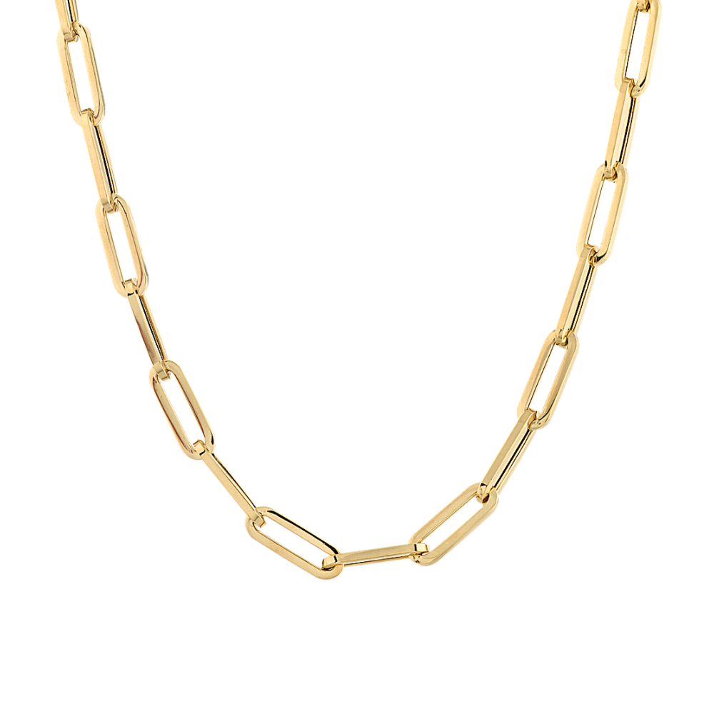 6mm Paper Clip Chain in 14K Yellow Gold (18 in) Shane Co.