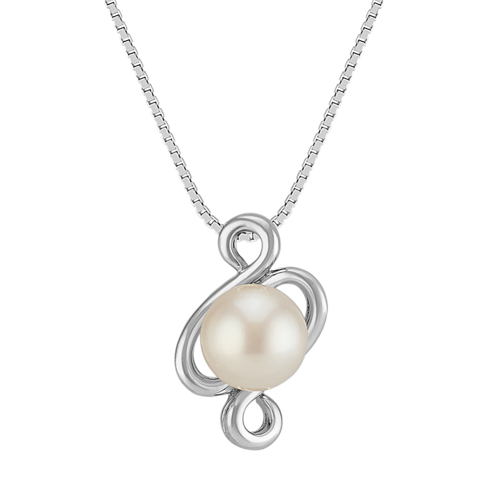 7.5mm Freshwater Cultured Pearl Swirl Pendant (18'')