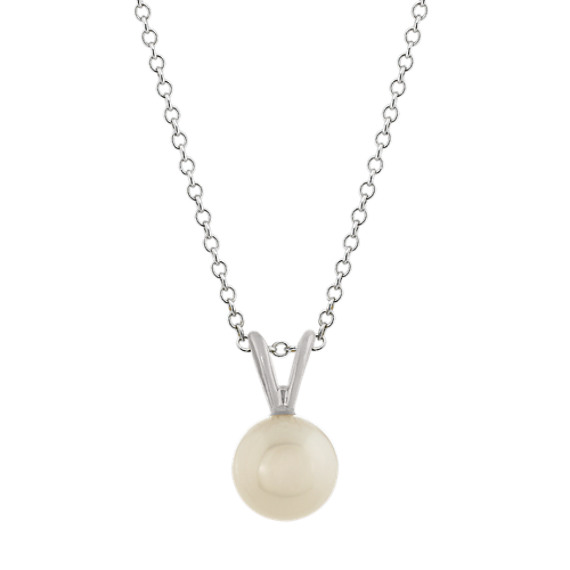7mm White Freshwater Pearl Pendant (18 in)