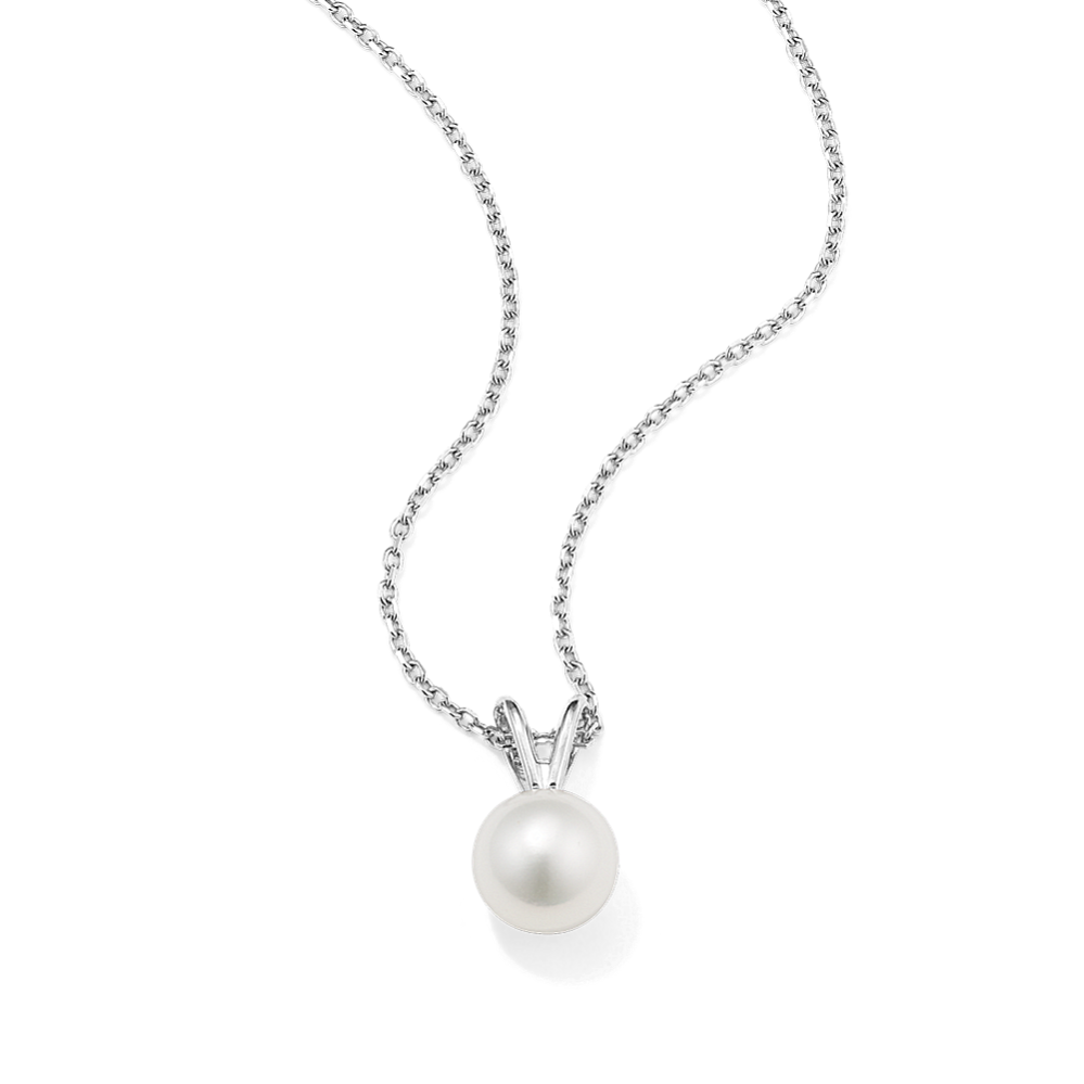 7mm White Freshwater Pearl Pendant (18 in)