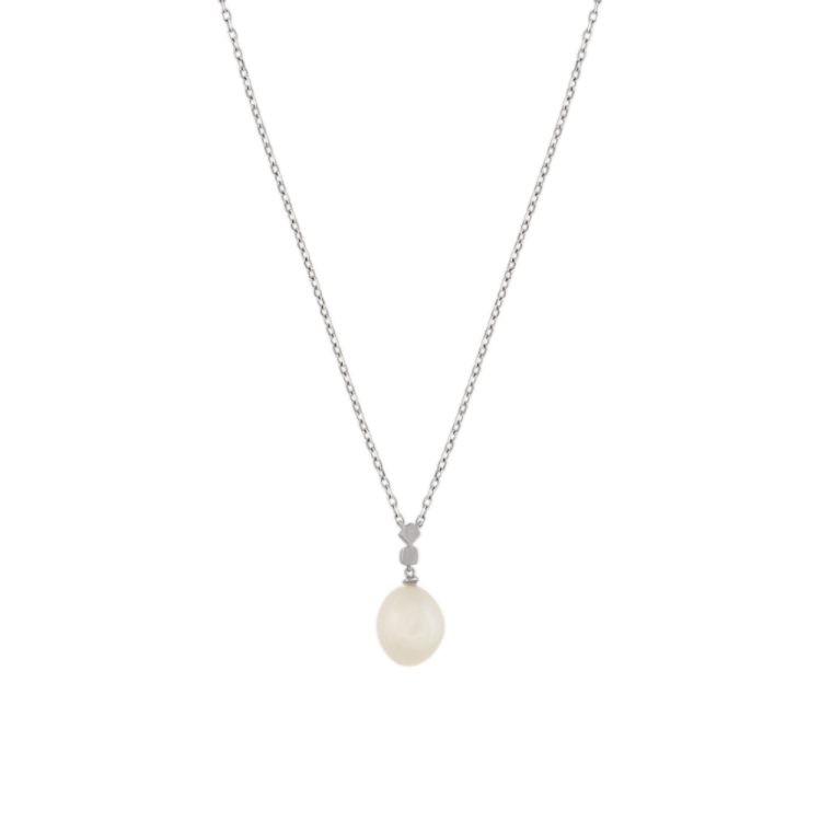7mm Baroque Freshwater Pearl and Natural Diamond Pendant (18 in)