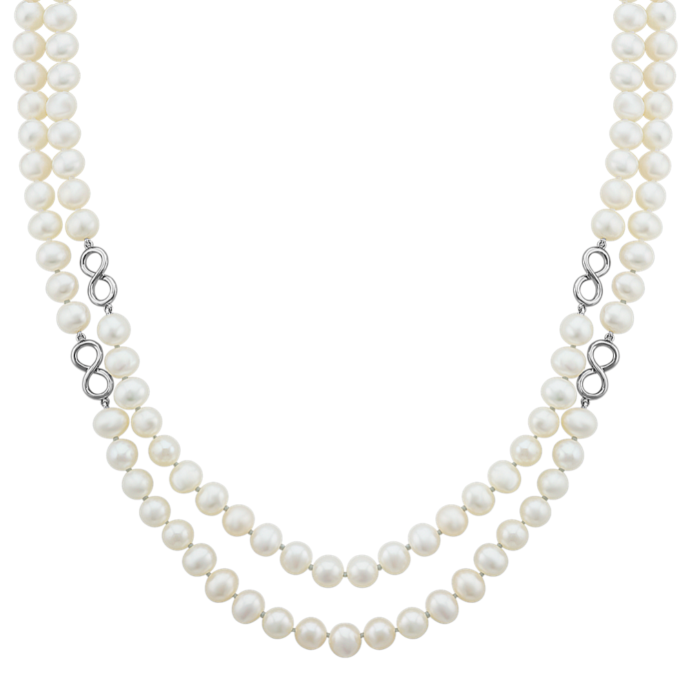 7mm Freshwater Cultured Pearl Strand with Infinity Accent (45 in)