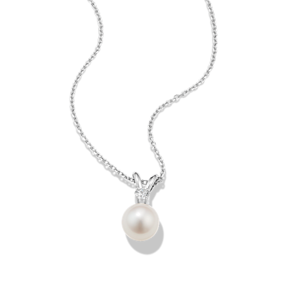 Meghan Cultured Freshwater Pearl & Diamond Pendant