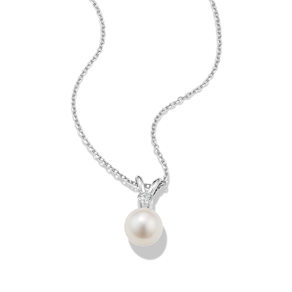 Meghan Cultured Freshwater Pearl & Diamond Pendant