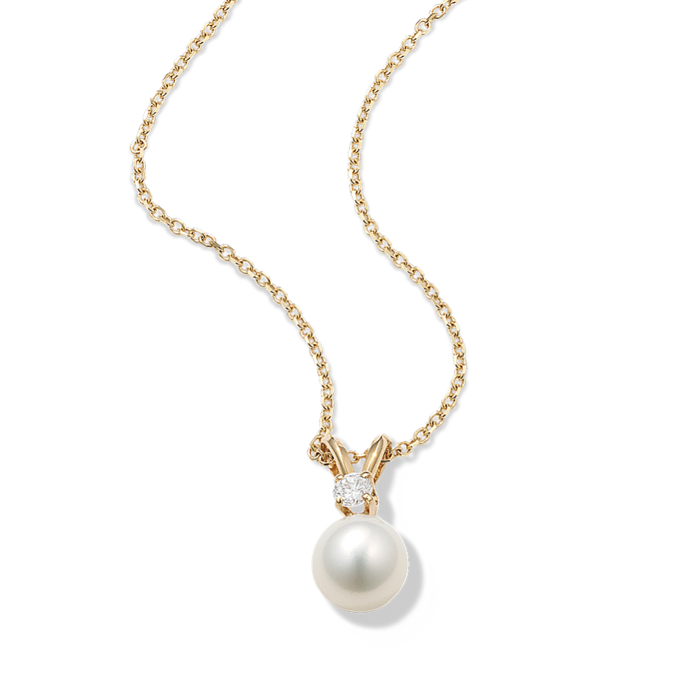Meghan Cultured Freshwater Pearl & Diamond Pendant