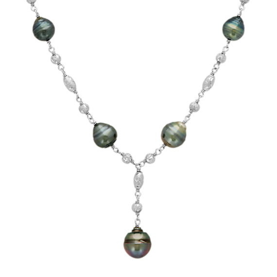 8 11mm Cultured Tahitian Pearl Y Necklace In Sterling Silver 20 Cultured Tahitian Pearl Y Necklace