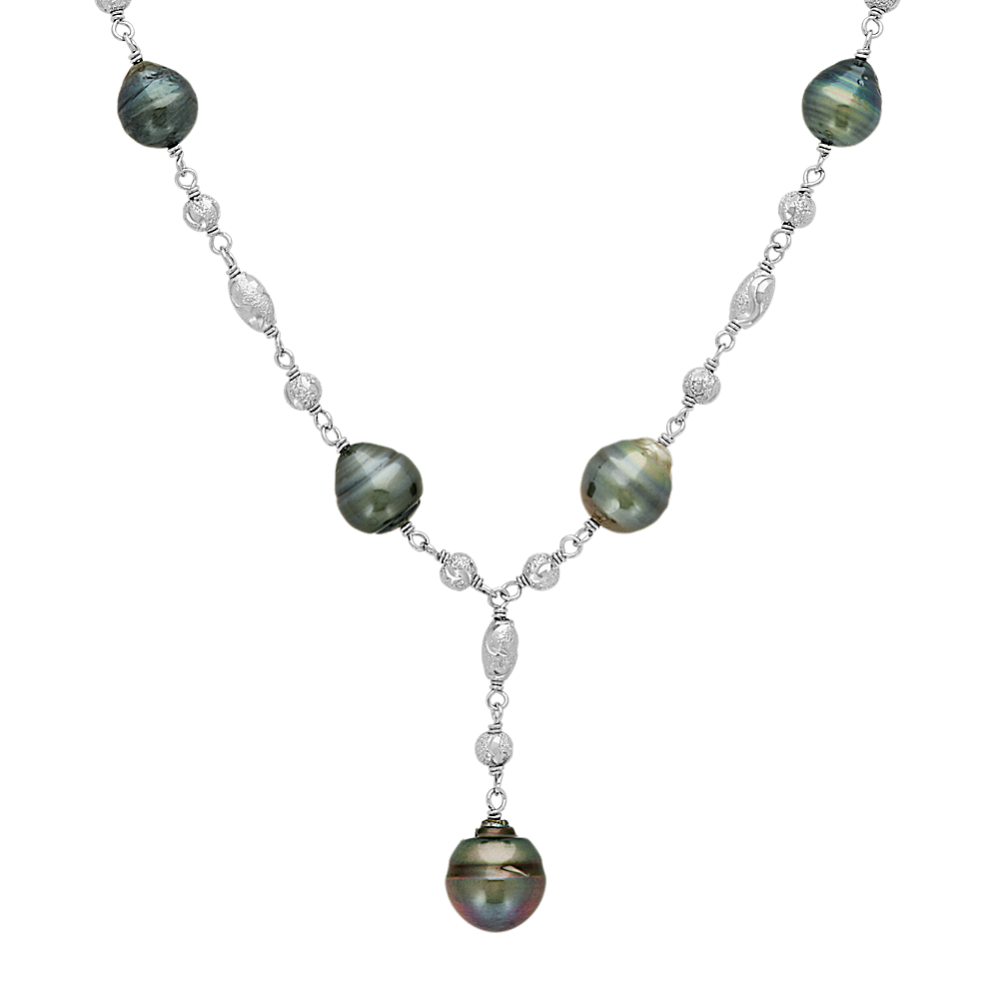 8-11mm Tahitian Cultured Pearl Y Necklace in Sterling Silver (20 in)