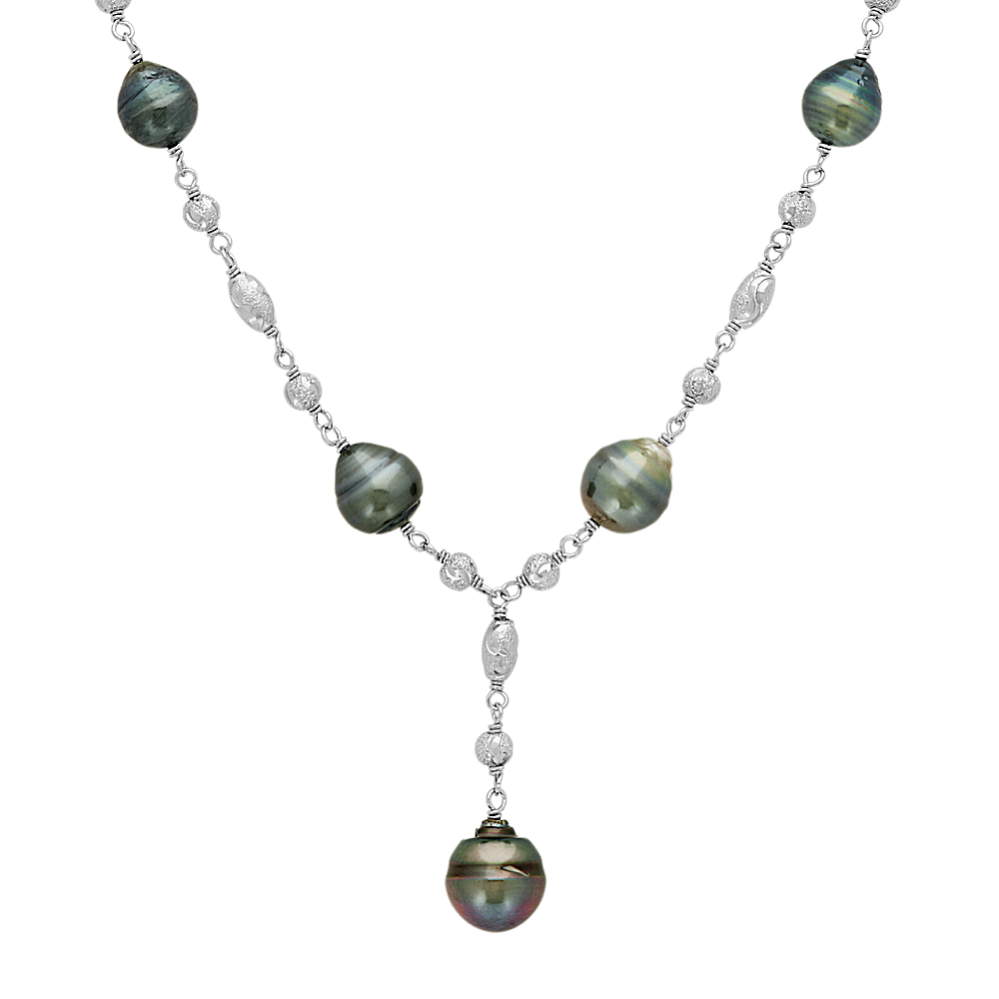 8-11mm Tahitian Cultured Pearl Y Necklace in Sterling Silver (20'')