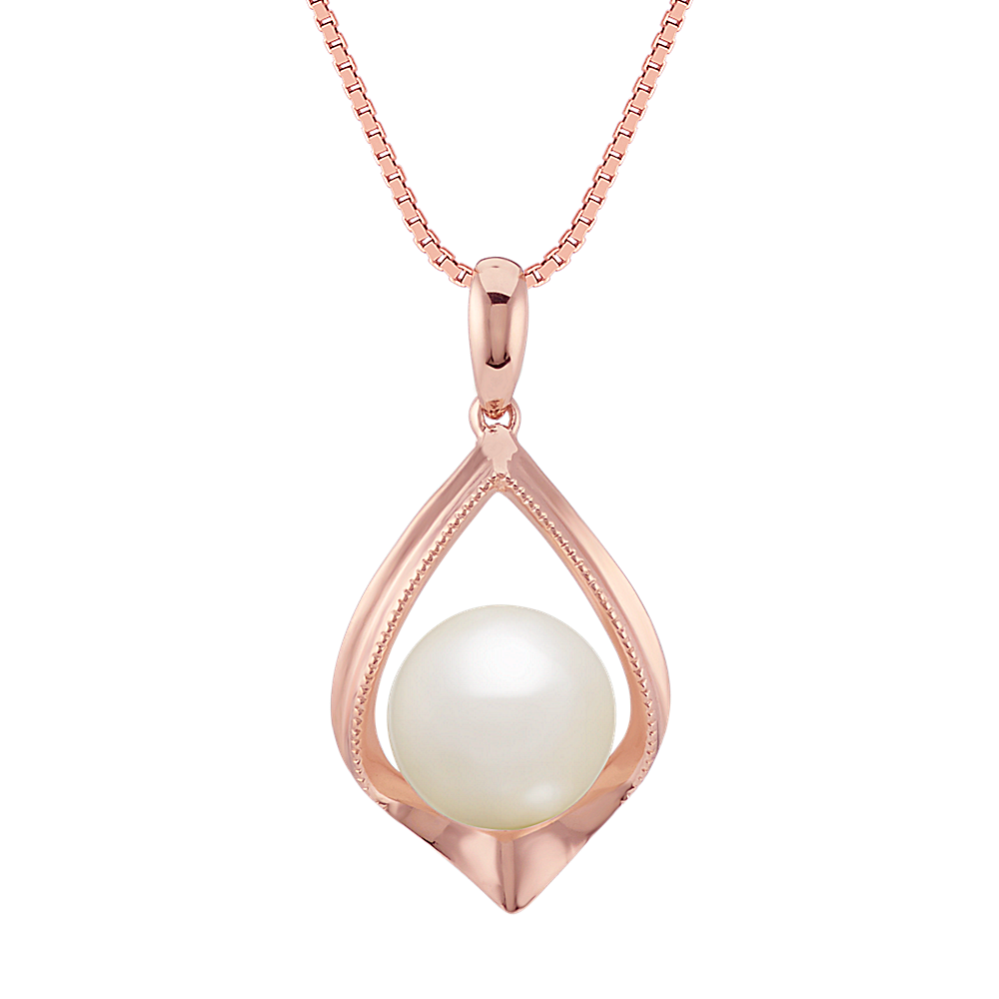 8.5mm Freshwater Cultured Pearl Pendant in 14k Rose Gold (18 in)