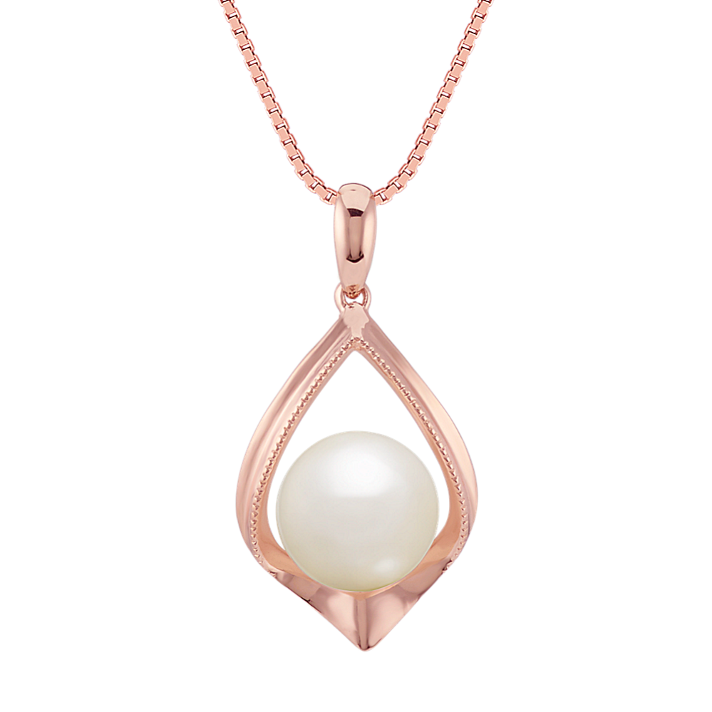 8.5mm Freshwater Cultured Pearl Pendant in 14k Rose Gold (18'')