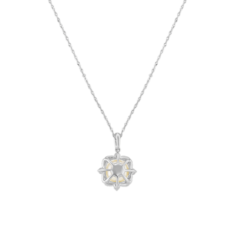 Musique 8mm Akoya Pearl and Natural Diamond Pendant in 14K White Gold (20 in)