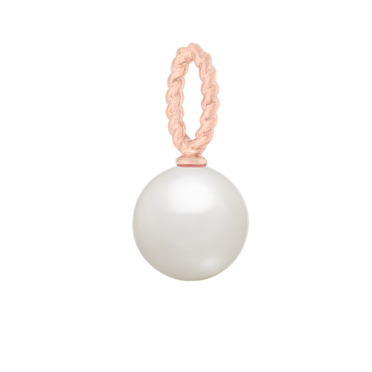 8mm Cultured Akoya Pearl Charm in 14k Rose Gold