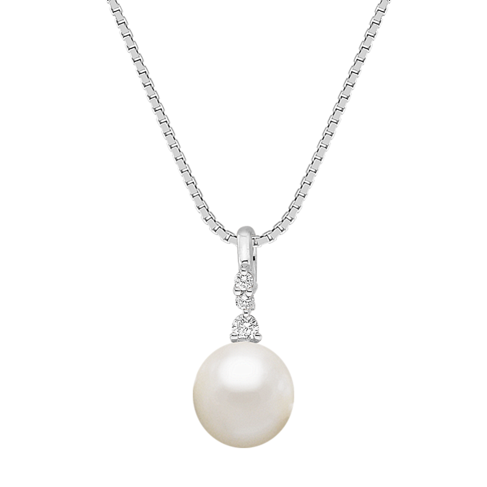 8mm Akoya Cultured Pearl and Diamond Pendant (18'')
