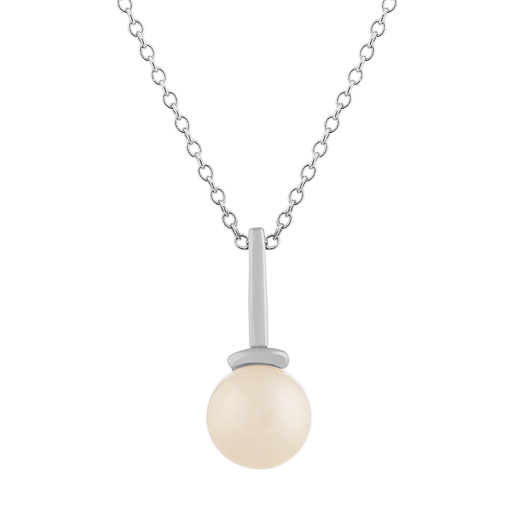 8mm Freshwater Pearl Pendant in 14k White Gold (18'')