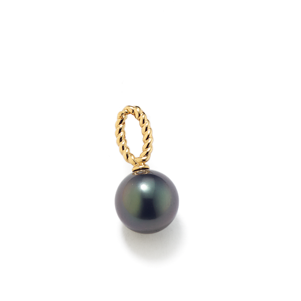 8mm Peacock Tahitian Cultured Pearl Charm in 14k Yellow Gold